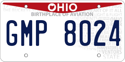 OH license plate GMP8024