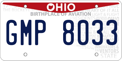 OH license plate GMP8033