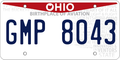 OH license plate GMP8043