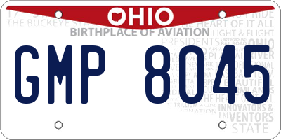 OH license plate GMP8045