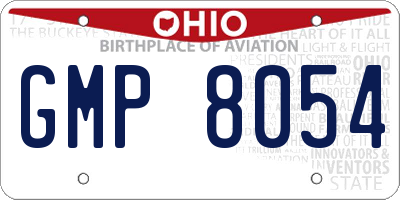 OH license plate GMP8054