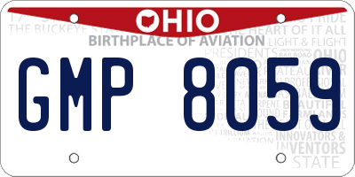 OH license plate GMP8059