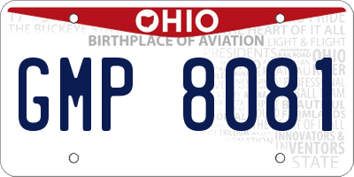 OH license plate GMP8081