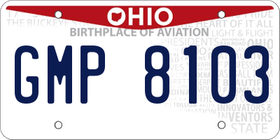 OH license plate GMP8103