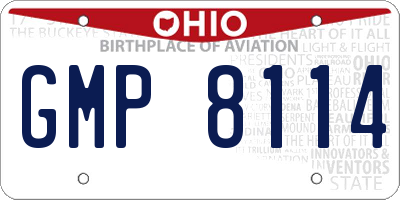 OH license plate GMP8114
