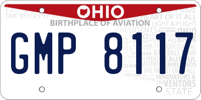 OH license plate GMP8117
