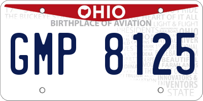 OH license plate GMP8125
