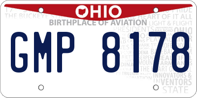 OH license plate GMP8178