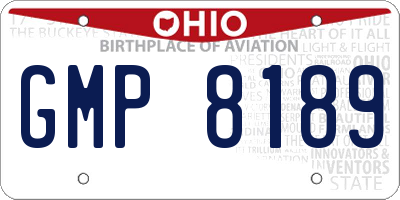 OH license plate GMP8189