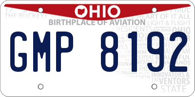 OH license plate GMP8192