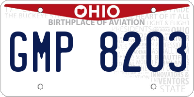 OH license plate GMP8203