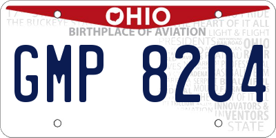 OH license plate GMP8204