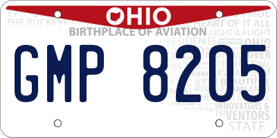 OH license plate GMP8205