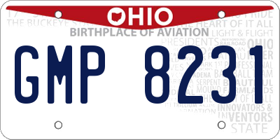 OH license plate GMP8231