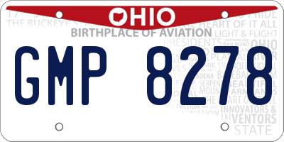 OH license plate GMP8278
