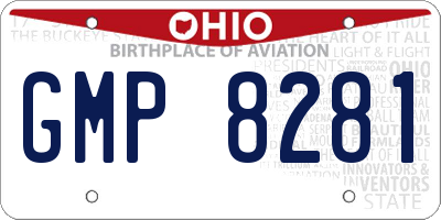 OH license plate GMP8281