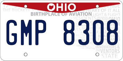 OH license plate GMP8308