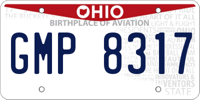OH license plate GMP8317