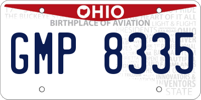 OH license plate GMP8335