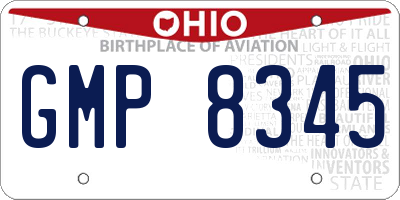 OH license plate GMP8345