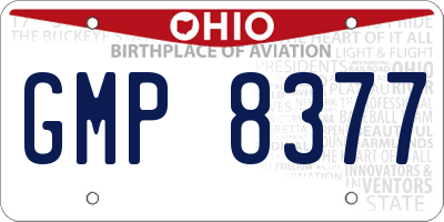 OH license plate GMP8377