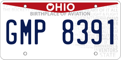 OH license plate GMP8391