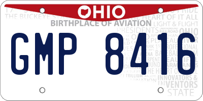 OH license plate GMP8416