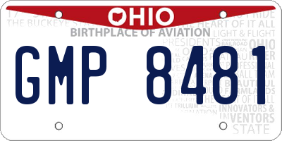 OH license plate GMP8481