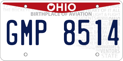 OH license plate GMP8514
