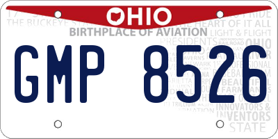 OH license plate GMP8526