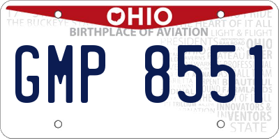 OH license plate GMP8551