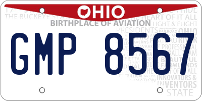 OH license plate GMP8567
