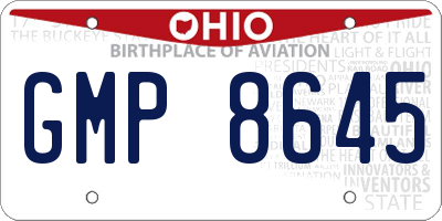 OH license plate GMP8645