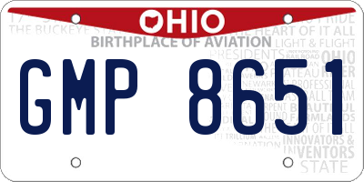 OH license plate GMP8651