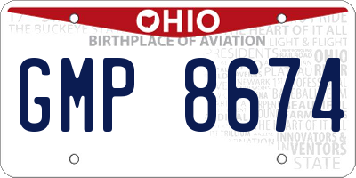 OH license plate GMP8674