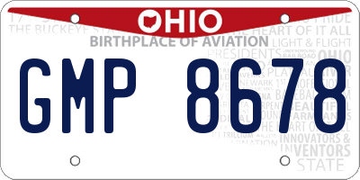 OH license plate GMP8678