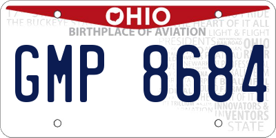 OH license plate GMP8684