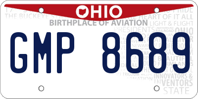 OH license plate GMP8689