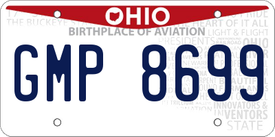 OH license plate GMP8699