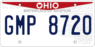 OH license plate GMP8720