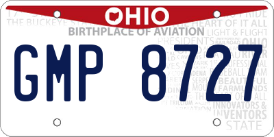 OH license plate GMP8727