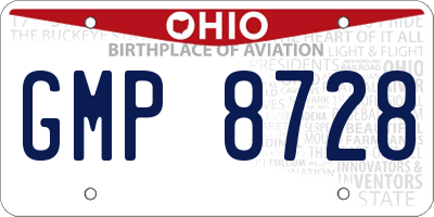OH license plate GMP8728