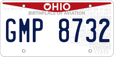 OH license plate GMP8732
