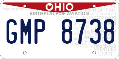 OH license plate GMP8738