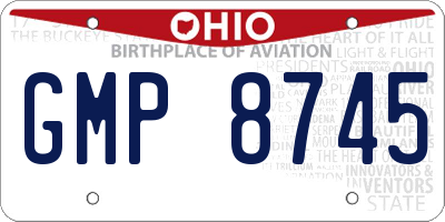 OH license plate GMP8745