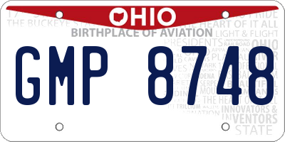 OH license plate GMP8748