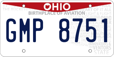 OH license plate GMP8751