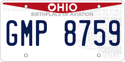 OH license plate GMP8759