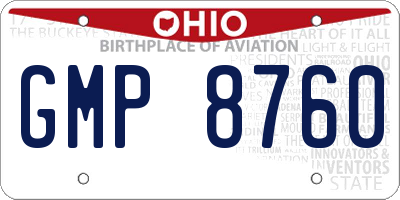 OH license plate GMP8760