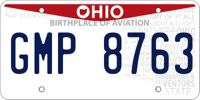 OH license plate GMP8763